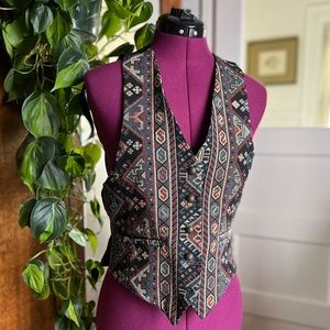 Karen Kane Brocade Jacquard Button Down Jacket Vest